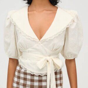 For Love & Lemons Baby Daisy Poplin Top Size Small NWT